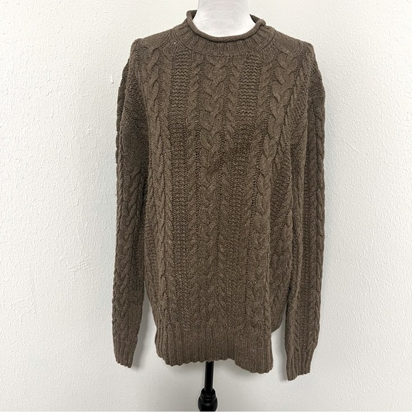 Polo Ralph Lauren Women's Cable Knit Sweater XXL Brown Long Sleeve Mock Neck - Picture 1 of 11